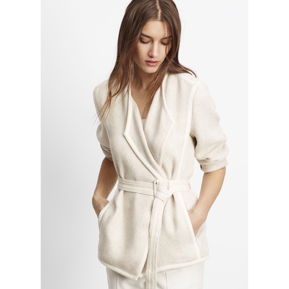 Vince Jackets & Blazers - ⚡️SALE Vince Linen Cotton Tweed Jacket with Belt in Natural